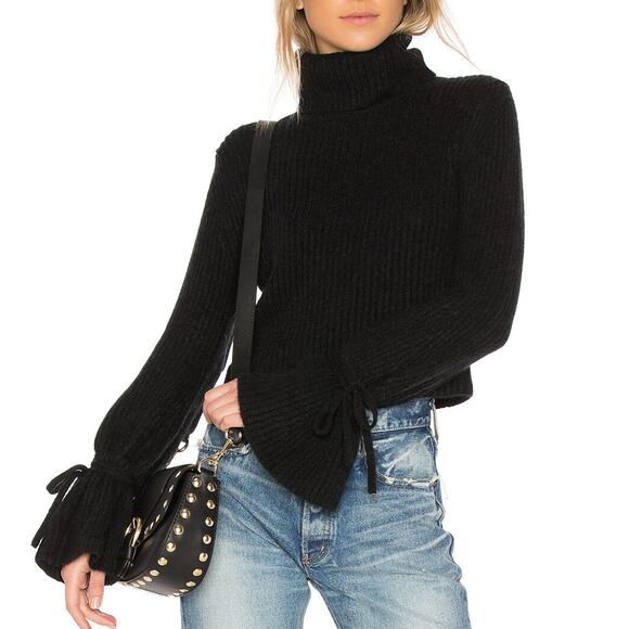 A.L.C ALC Emilie Wool Bell Sleeve Sweater Charcoal Black Size Large - Picture 2 of 10